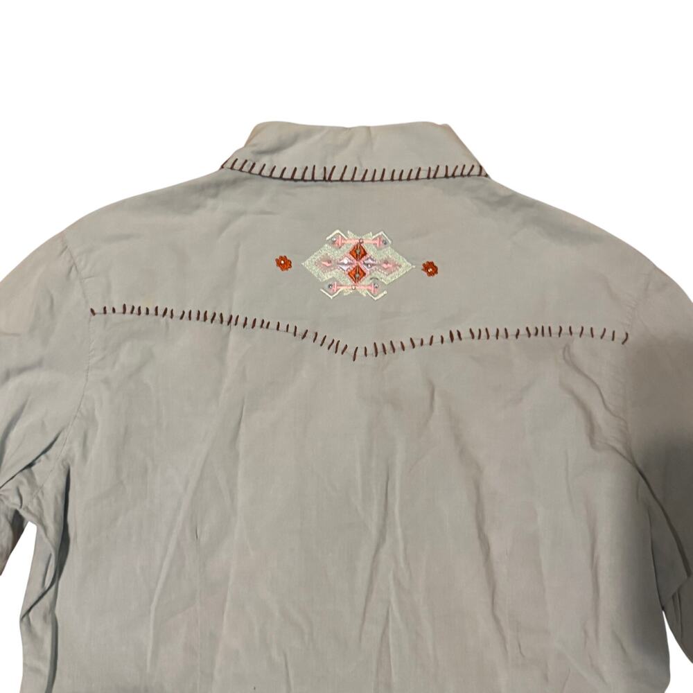 MARTINI RANCH Embroidered Western Button Front Shirt Blue Large  Southwestern - Picture 4 of 8